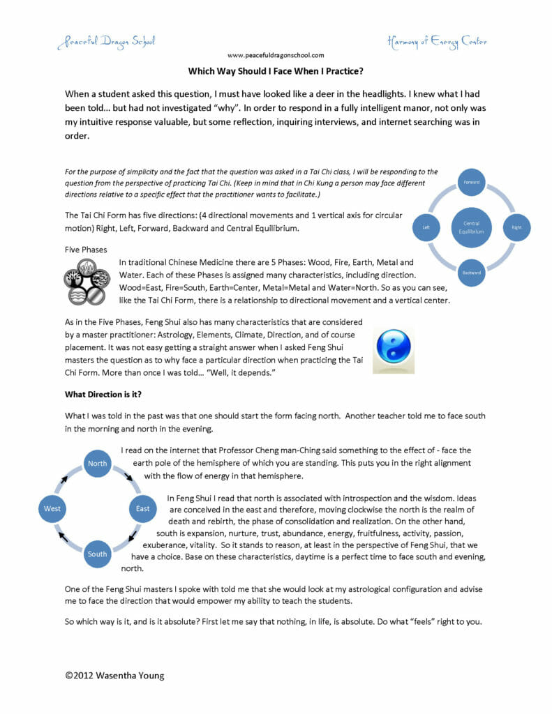 Which Way Should I Face? Peaceful Dragon SchoolPeaceful Dragon School